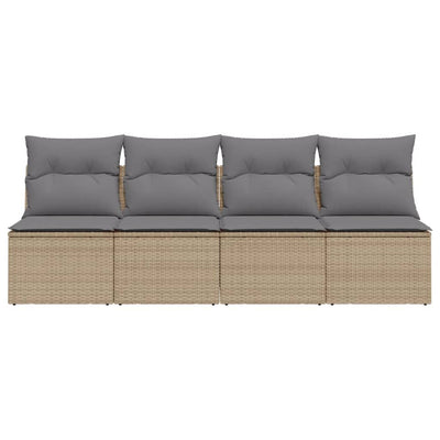 4-personers havesofa med hynder polyrattan beige