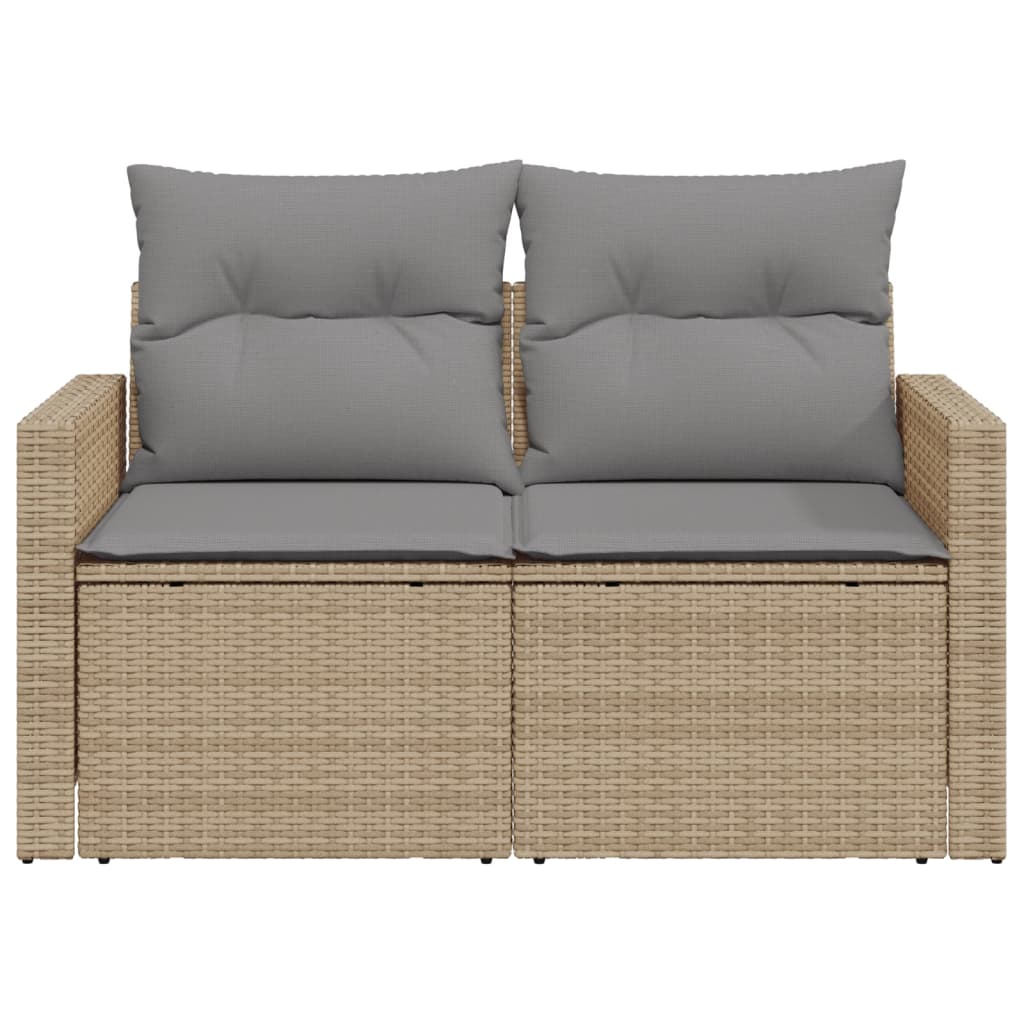 2-personers havesofa med hynder polyrattan beige