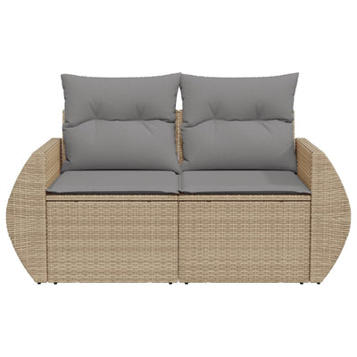 2-personers havesofa med hynder polyrattan beige