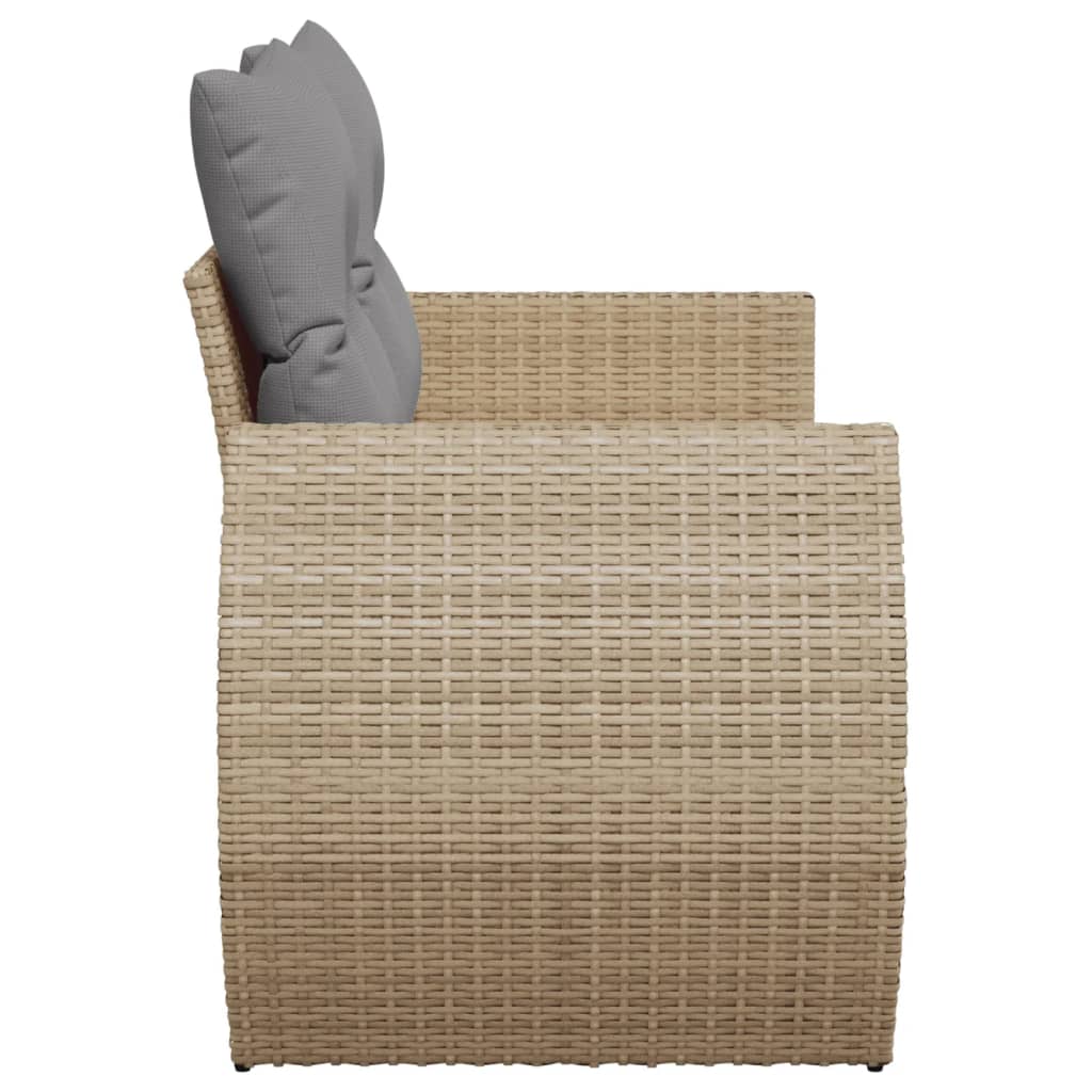 2-personers havesofa med hynder polyrattan beige