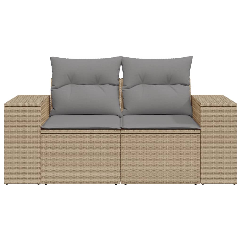 2-personers havesofa med hynder polyrattan beige