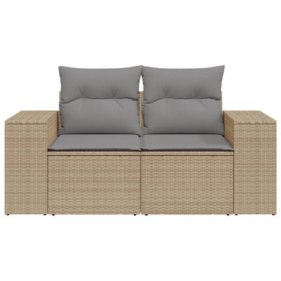 2-personers havesofa med hynder polyrattan beige