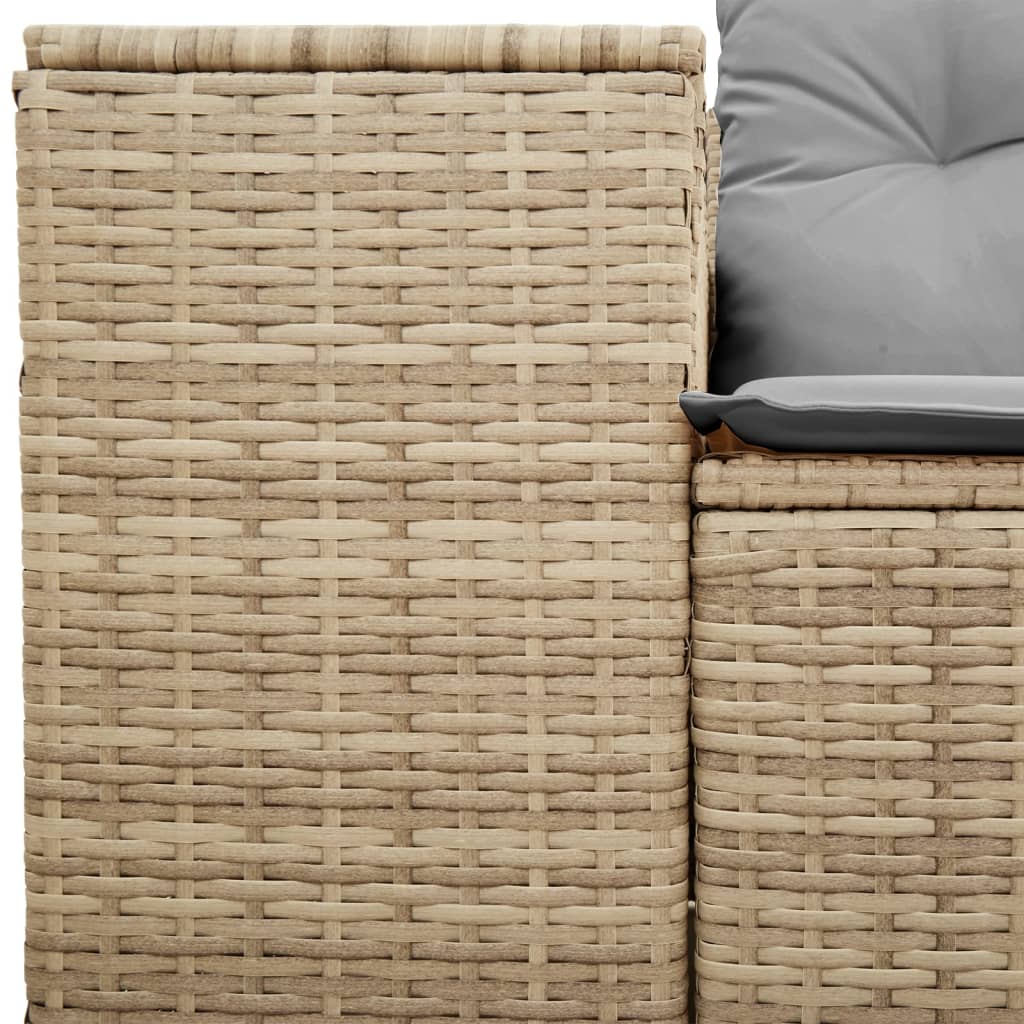 2-personers havesofa med hynder polyrattan beige