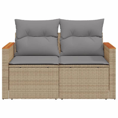 2-personers havesofa med hynder polyrattan beige