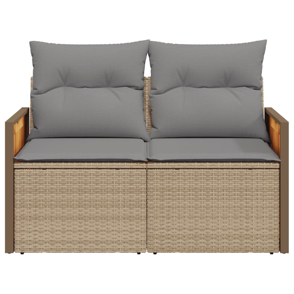 2-personers havesofa med hynder polyrattan beige