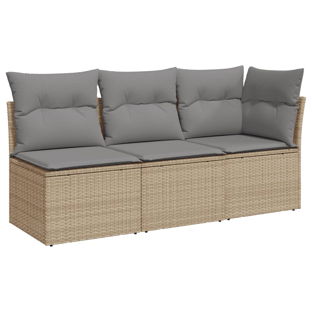 3-personers havesofa med hynder polyrattan beige