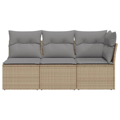 3-personers havesofa med hynder polyrattan beige