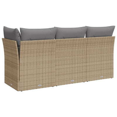 3-personers havesofa med hynder polyrattan beige