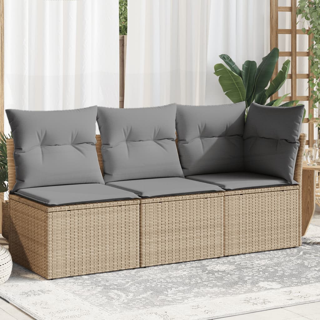 3-personers havesofa med hynder polyrattan beige