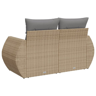 2-personers havesofa med hynder polyrattan beige