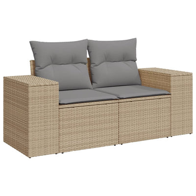 2-personers havesofa med hynder polyrattan beige