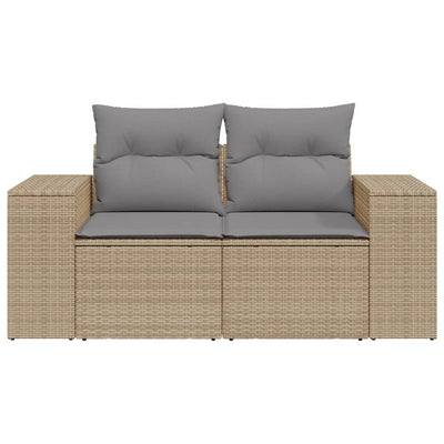 2-personers havesofa med hynder polyrattan beige