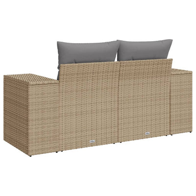 2-personers havesofa med hynder polyrattan beige