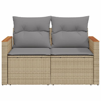 2-personers havesofa med hynder polyrattan beige