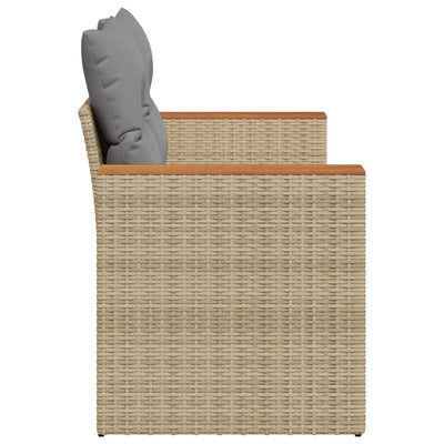 2-personers havesofa med hynder polyrattan beige