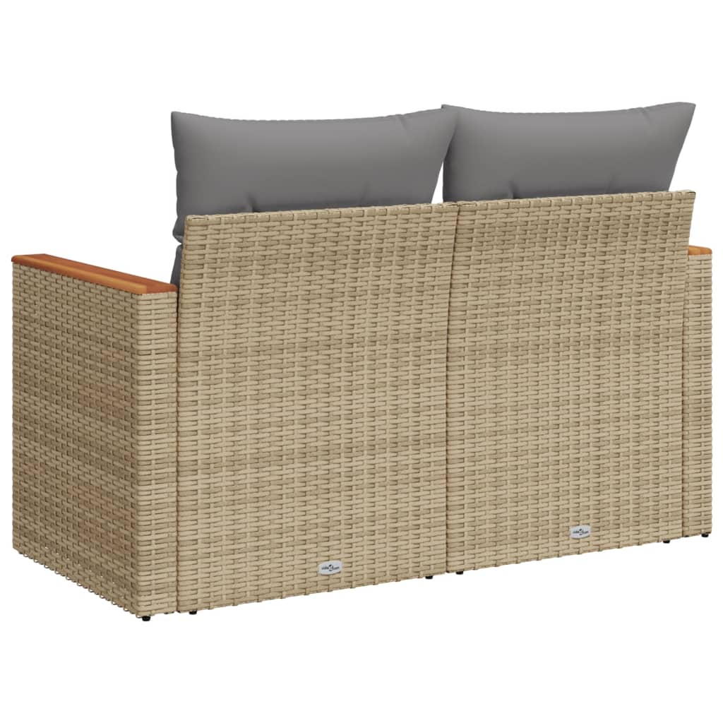 2-personers havesofa med hynder polyrattan beige