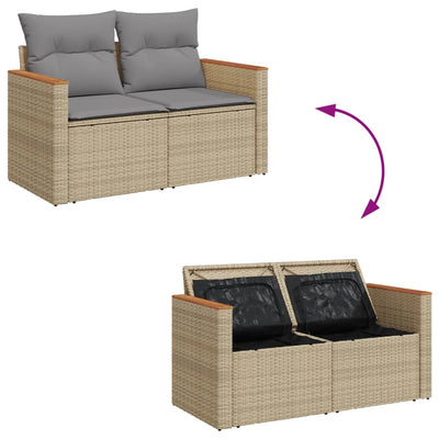 2-personers havesofa med hynder polyrattan beige