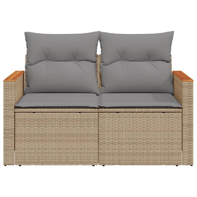 2-personers havesofa med hynder polyrattan beige