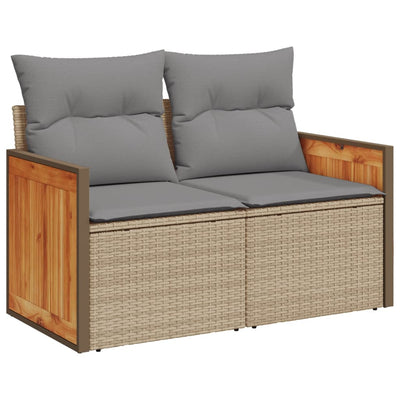 2-personers havesofa med hynder polyrattan beige