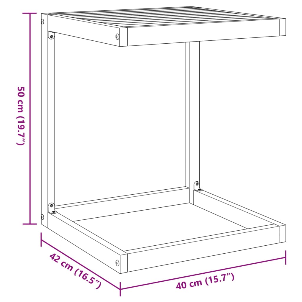 C-formet bord 42x40x50 cm massivt akacietræ