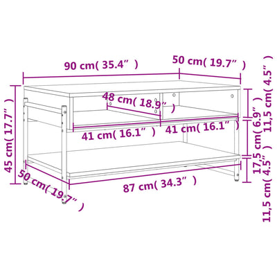 sofabord 90x50x45 cm konstrueret træ sort