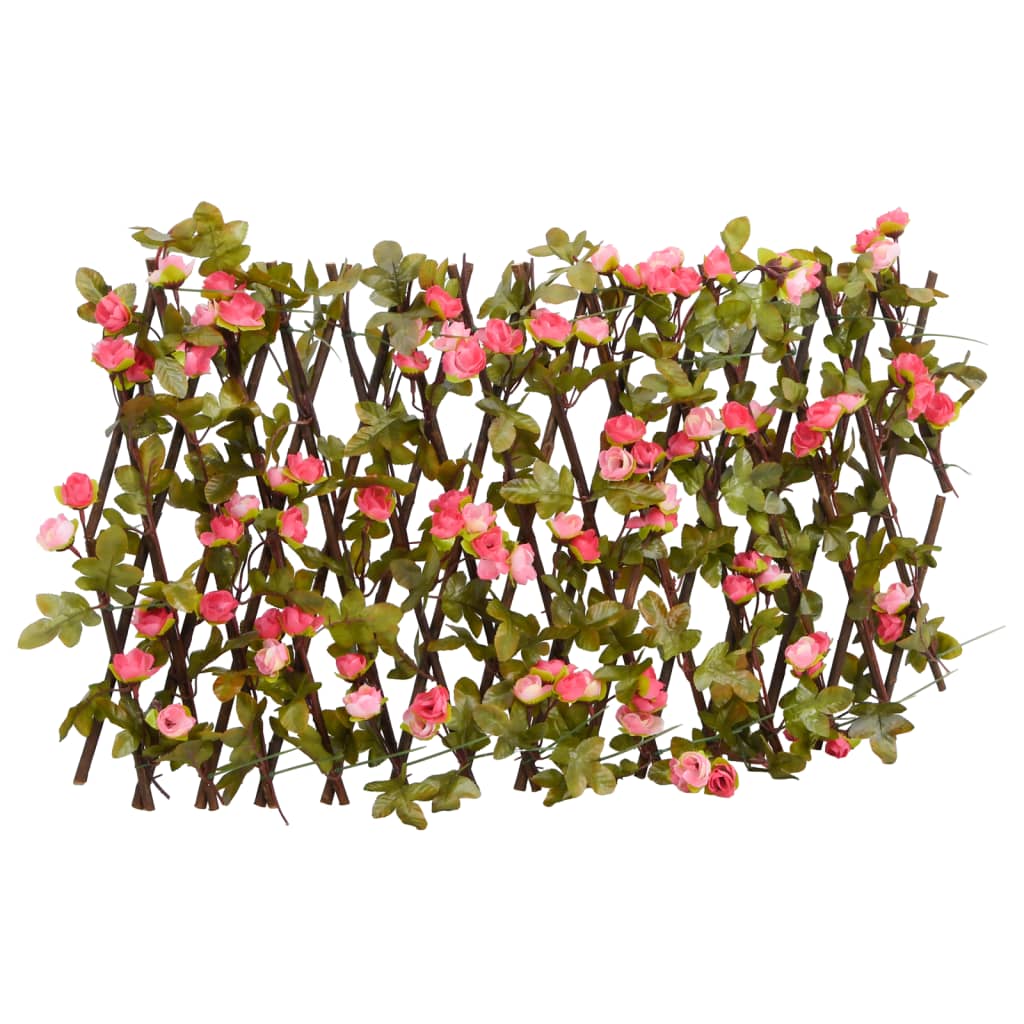 espalier med kunstig vedbend 180x30 cm udvidelig mørk pink