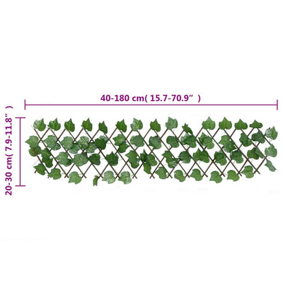 espalier med kunstige vinblade 180x30 cm udvidelig grøn