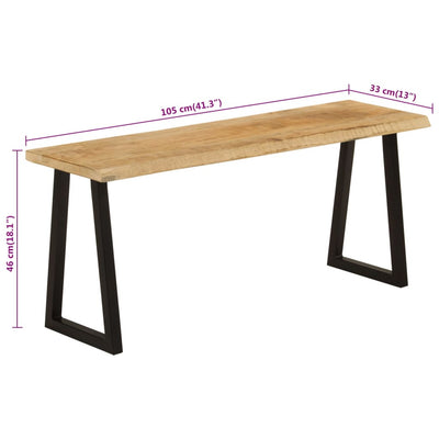 bænk med naturlig kant 105 cm massivt mangotræ