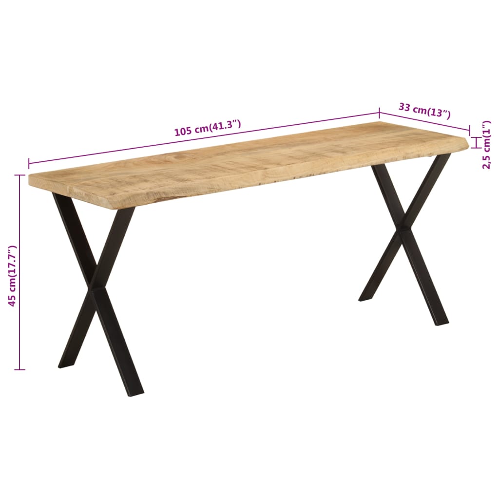 bænk med naturlig kant 105 cm massivt mangotræ