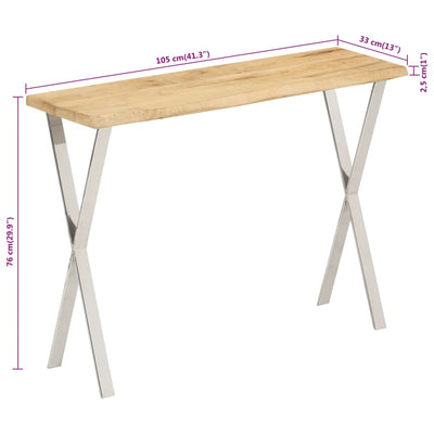 konsolbord med naturlig kant 105x33x76 cm massivt mangotræ