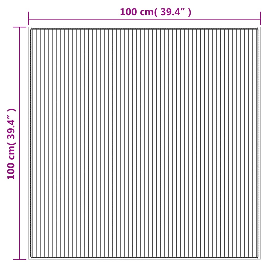 gulvtæppe 100x100 cm rektangulær bambus lys naturfarvet