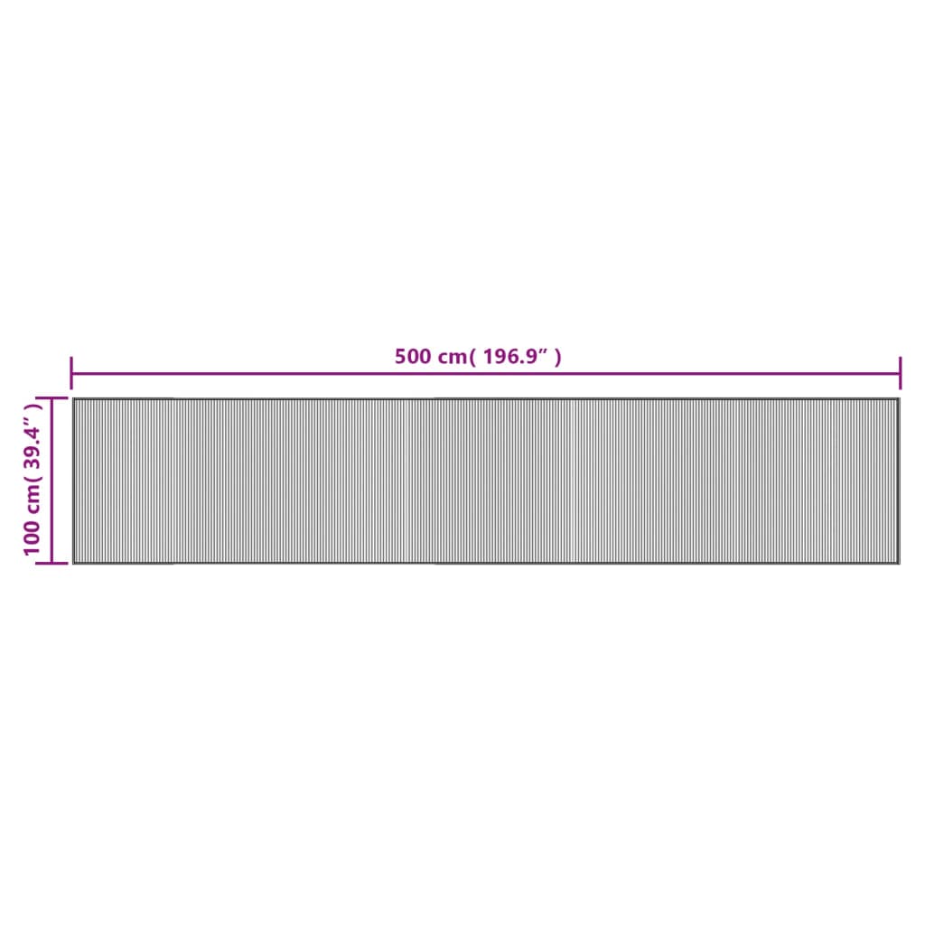 gulvtæppe 100x500 cm rektangulær bambus brun