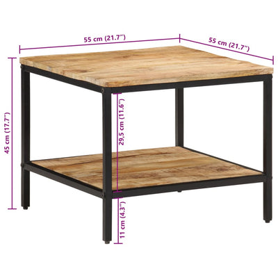 sofabord 55x55x45 cm massivt ru mangotræ