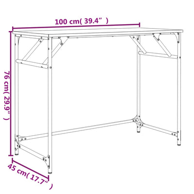 skrivebord 100x45x76 cm konstrueret træ pulverlakeret stål sort