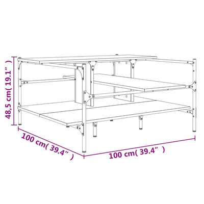 sofabord 100x100x48,5 cm konstrueret træ sort