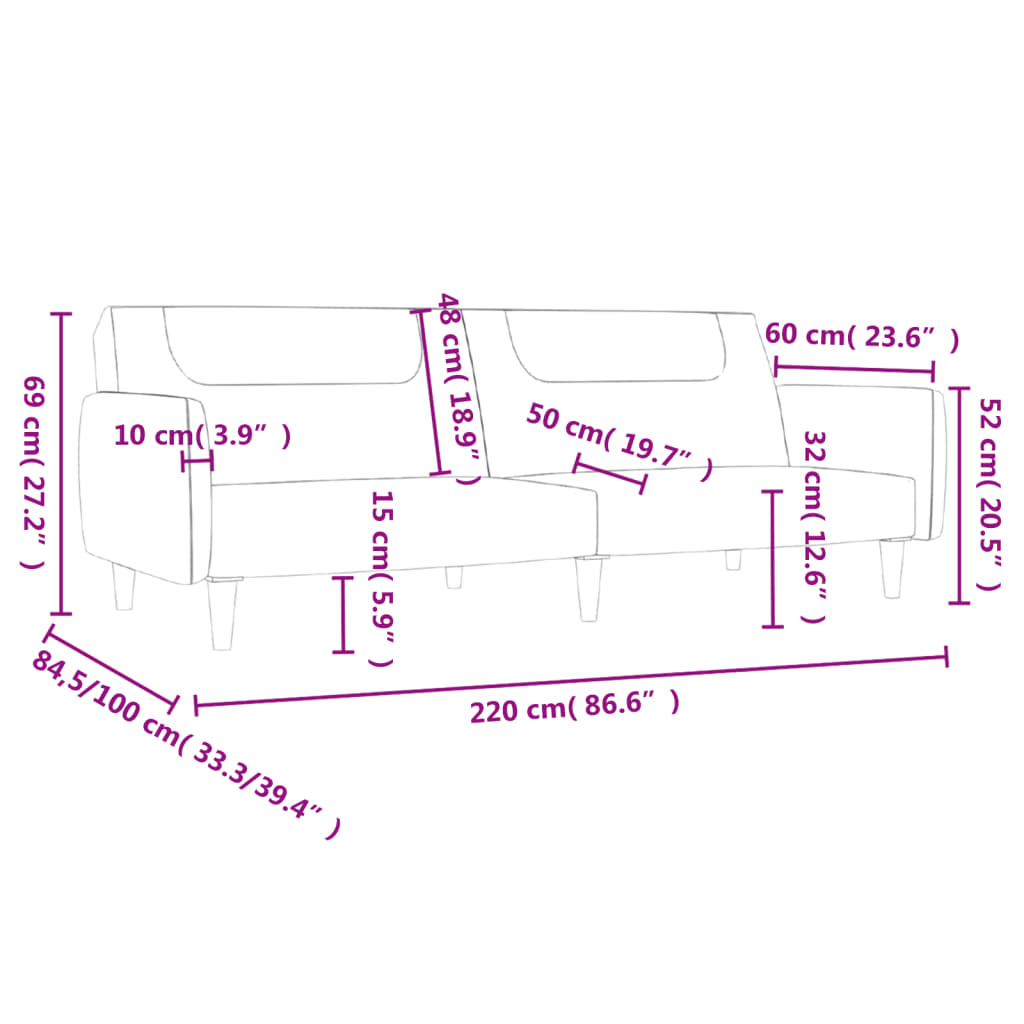 2-personers sovesofa stof sort