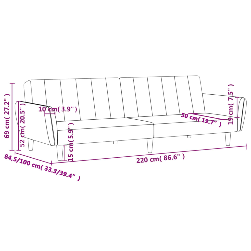 2-personers sovesofa stof sort