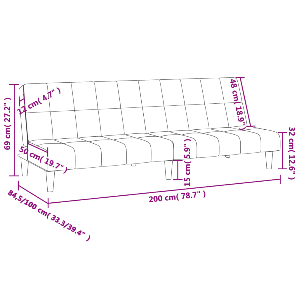 2-personers sovesofa stof sort