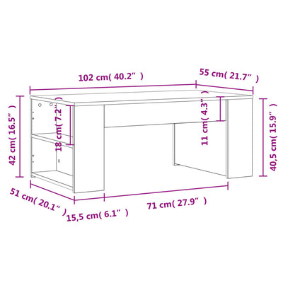 sofabord 102x55x42 cm konstrueret træ sort