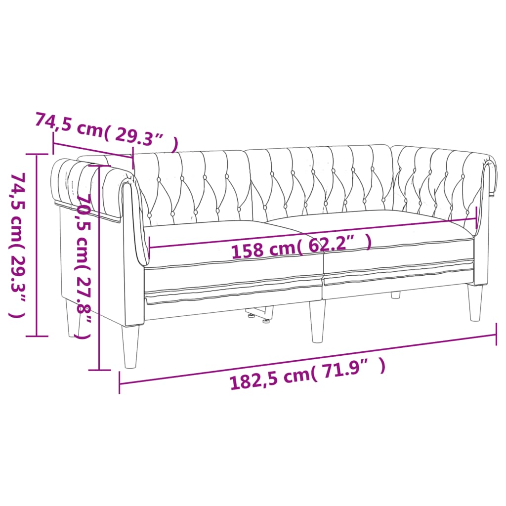 2-personers Chesterfield-sofa stof sort