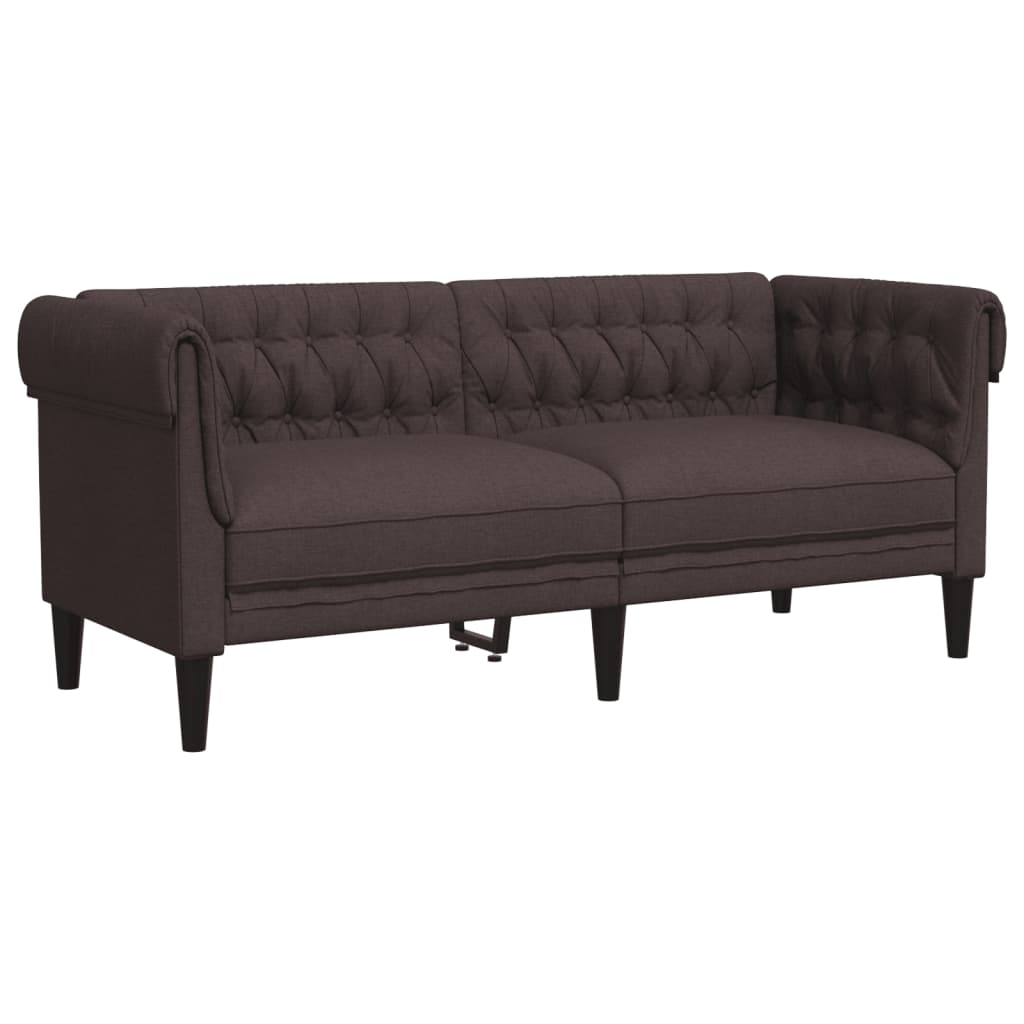 2-personers Chesterfield-sofa stof mørkebrun