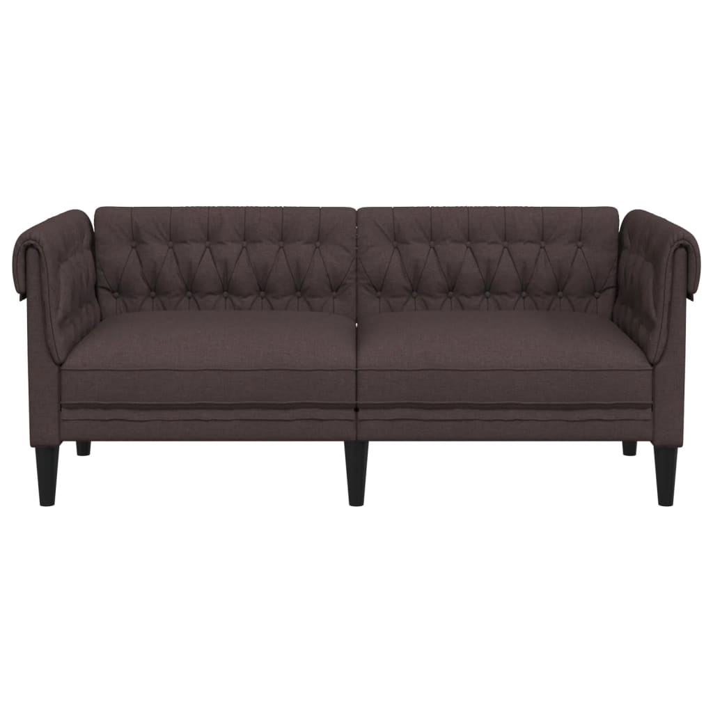 2-personers Chesterfield-sofa stof mørkebrun