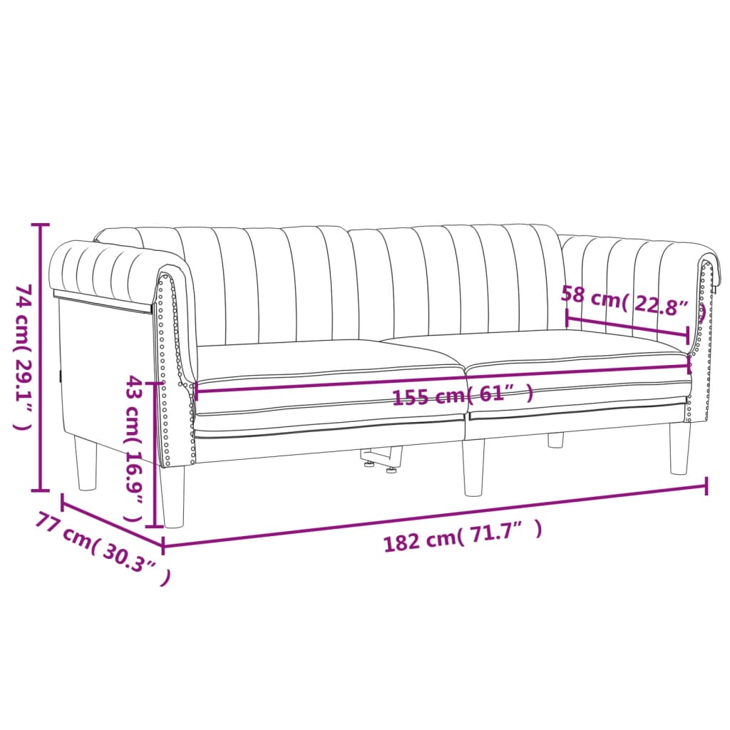 2-personers sofa velour sort