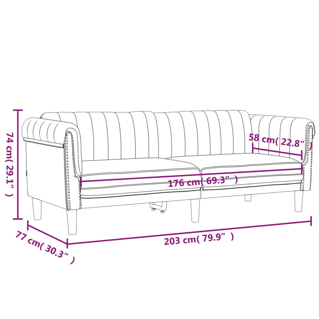 3-personers sofa velour mørkegrå