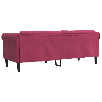 3-personers sofa velour vinrød