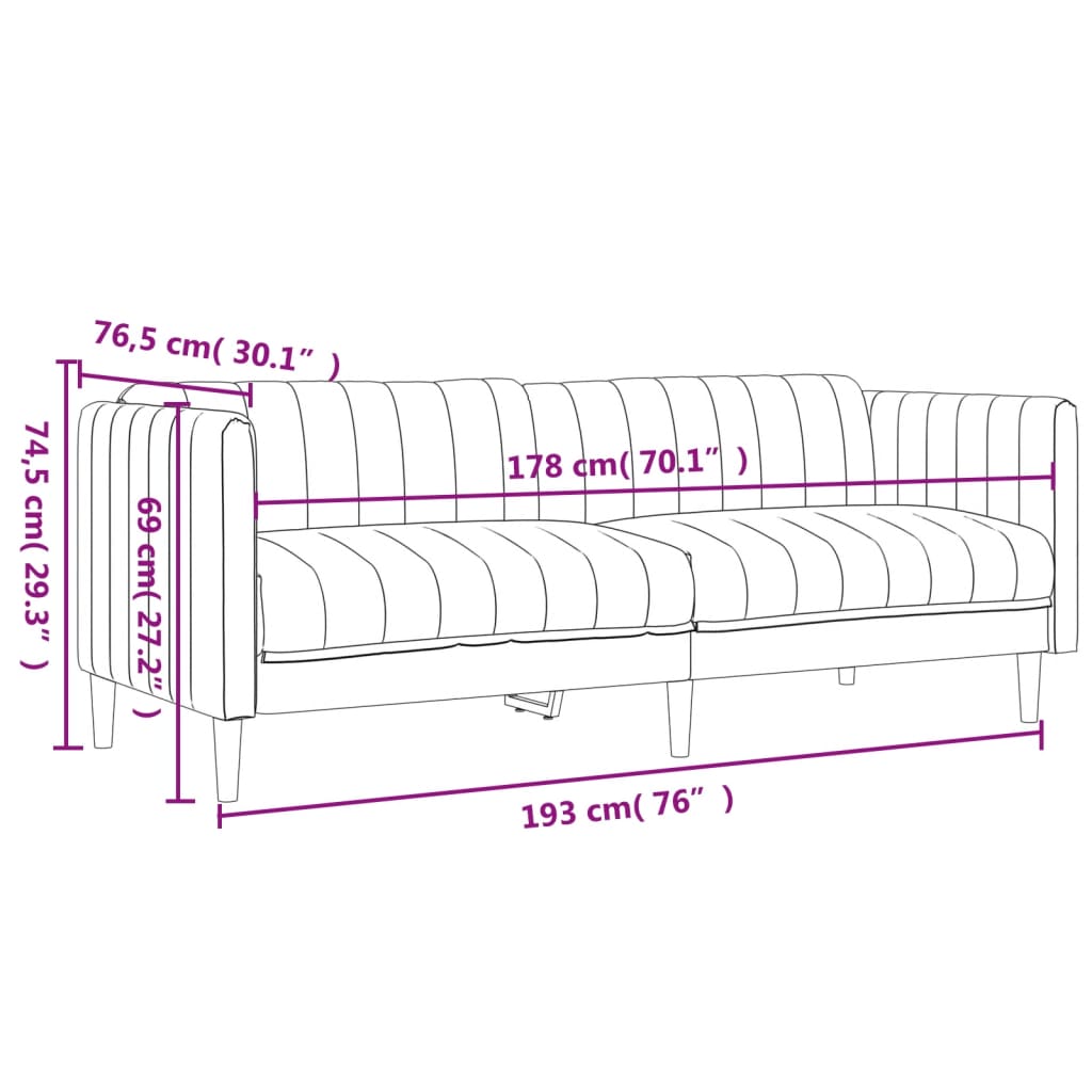 3-personers sofa stof lysegrå