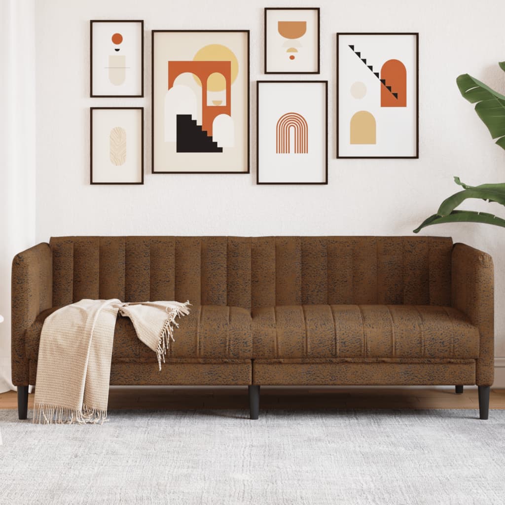 3-personers sofa imiteret ruskind brun