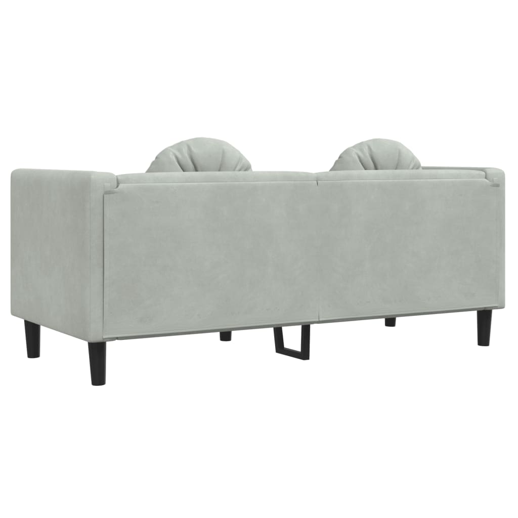 2-personers sofa med hynder velour lysegrå