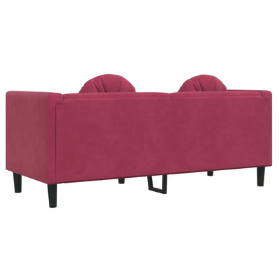 2-personers sofa med hynder velour vinrød