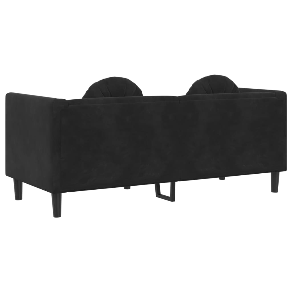 2-personers sofa med hynder velour sort